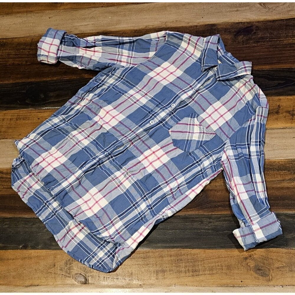 Blue and Pink Plaid Women's Top